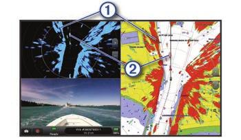 À Á Land Fartøy Radaroverlegg Når du kobler kartplotteren til en maritim radar (tilleggsutstyr) fra Garmin, kan du bruke informasjon om radaroverlegget på navigasjonskartet eller fiskekartet.