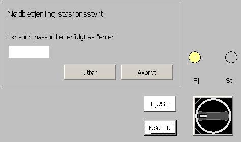 Nødbetjening av stasjonstyrt Steg 1: Ved å klikke på Nød St. knappen åpnes dialogboks for nødbetjening av nøkkelbryter.