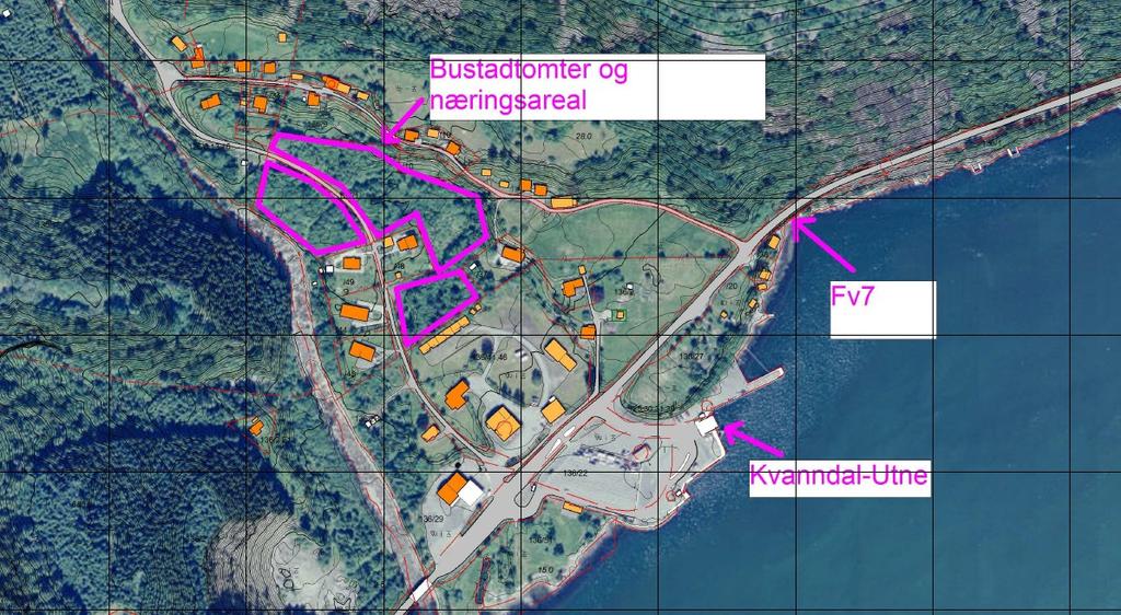 kommunalt bustadfelt Utsikt over Hardangerfjorden