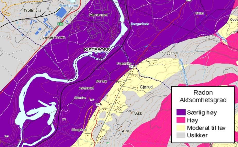 Plan nr 69 Jevnaker kommune Plan nr 0605_406 Ringerike kommune 10 5 Radon Norges geologiske undersøkelse har utarbeidet et aktsomhetskart for radon Av kartet fremgår det at Kistefoss ligger i et