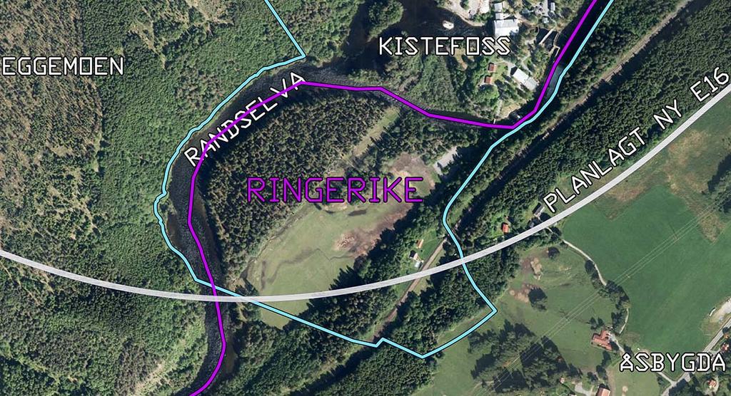 markert med blå linje Kommune- og fylkesgrense med fiolett