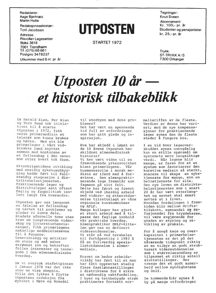utpostens kavalkade Utposten 10 år et historisk tilbakeblikk (1982, nr.