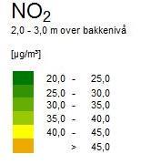 Hele området ligger nedenfor grenseverdi for gul sone i henhold til luftretningslinjen