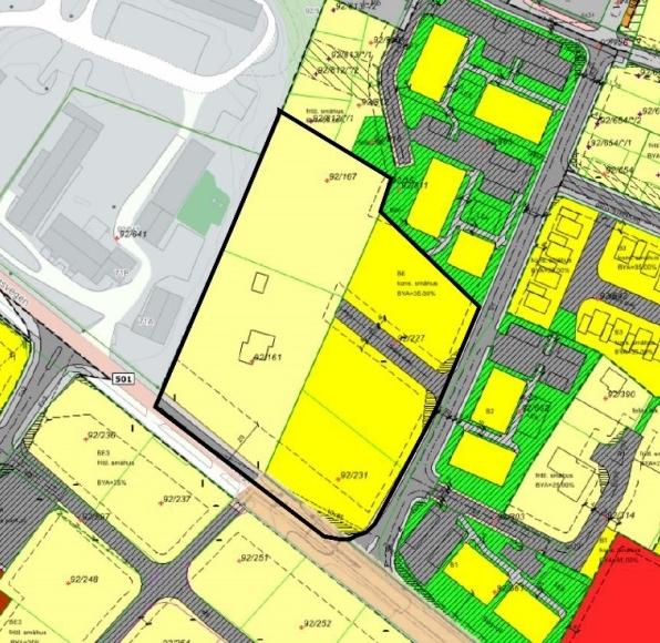 Utsnitt av reguleringsplan Mo gård. Fra 18.6.2001 Området inngår opprinnelig i reguleringsplanen Mo gård (plan-id: 023713700). Vedtatt 18.6.2001, regulert til konsentrert småhusbebyggelse BYA 35 % (gbnr.