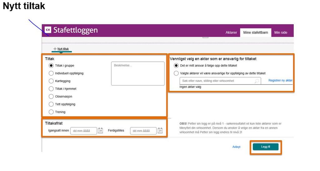 ansvar for tilsvarende det som er i tjenesten. Foreldre er selv med å utforme tiltaket.