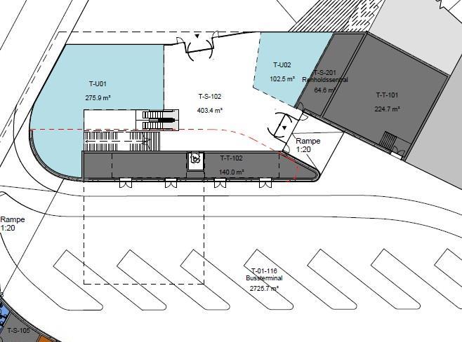 1a 1 1a 1 etasje terminalen 1b 2 1b Ca 370-400 m2 innendørs kommersielt areal.