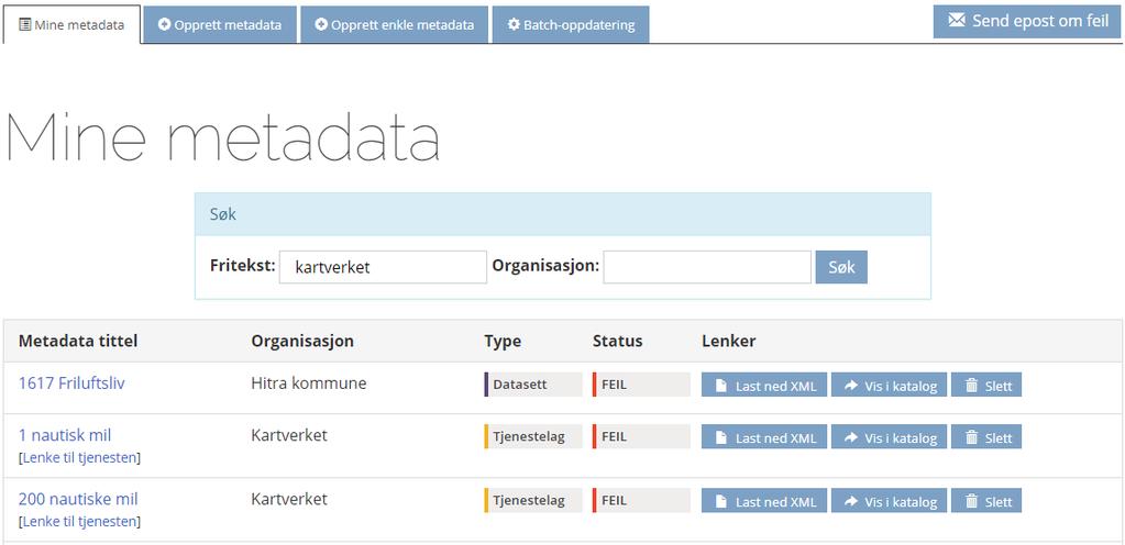 Veileder for produktark og presentasjonsregler 9 Registrering av nye metadata ved hjelp av editor i Geonorge Editoren finnes på https://editor.geonorge.