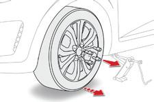 Hvis en feil oppstår Montering av hjulet F Løft bilen inntil det er tilstrekkelig avstand mellom hjulet og gulvet, slik at