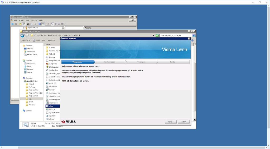 Etter at alle prerekvisittene er installert, vil installasjon av Visma Avendo lønn starte. 5.