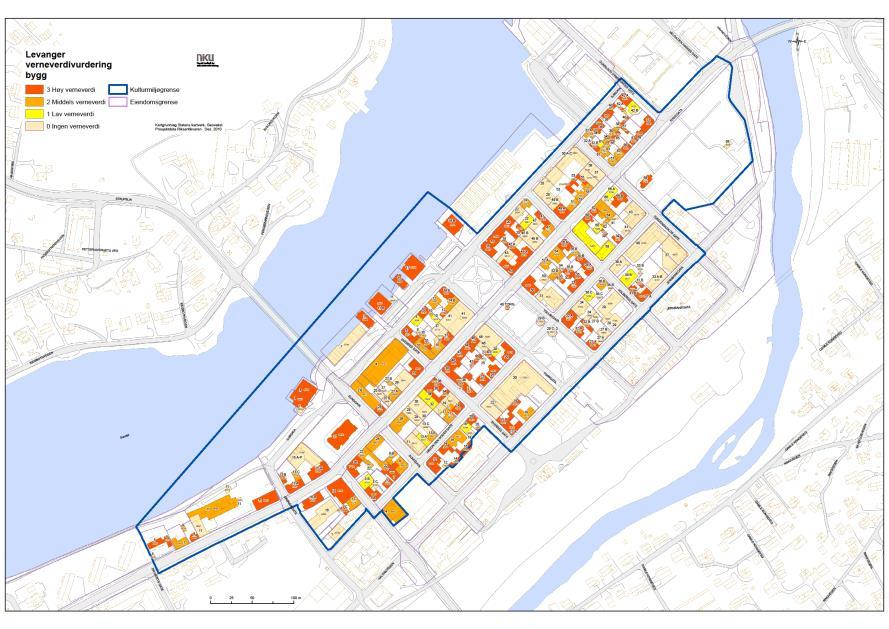 Bygningene er fordelt slik: 107 bygninger innenfor kategori 3 15 bygninger innenfor kategori 1 47 bygninger innenfor kategori 2 74 bygninger innenfor kategori 0 Vernekategorier - bygninger: 0.
