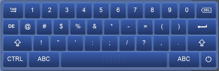 Tastatur2 Funksjoner for kontrolltaster: Gjem tastatur Bytt til tastaturoppsett for et annet språk Bytt til oppsett for spesialtegn og tall Bytt til