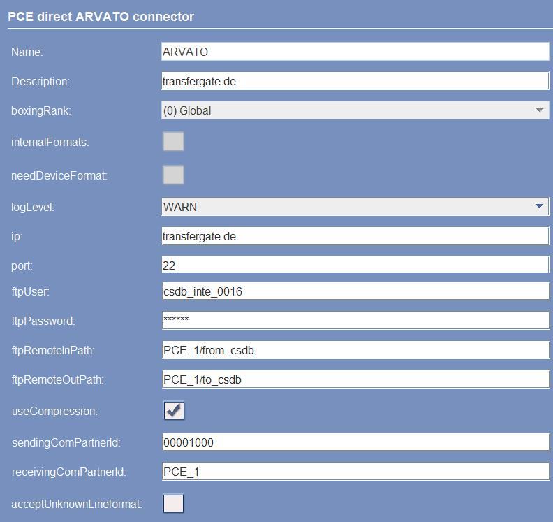 5 Velg Arvato-modulen: ð Systeminnstillinger > Rediger apparatinnstillinger 6 Enter ip: (IP-adressen eller DNS-navnet til Arvato SFTP-serveren) standard: ingen port: (IP-port for Arvato