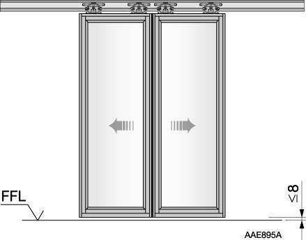 9 Mekanisk installasjon 9.8. Høydejustering (siste kontroll) Høydejusteringen skal utføres med den vertikale justeringsskruen som beskrevet i Henge på dørbladene på side.