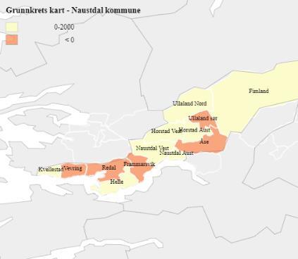 Tal personar Folketalsutvikling i Naustdal sentrum Naustdal sentrum er her definert som grunnkretsane Naustdal Aust og Naustdal Vest Folketalet i Naustdal sentrum utgjer om lag 50% av Naustdal