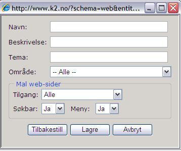 4 Ajourhold av web-sider Under web-sider finner du en liste over alle dine web-sider. Her kan du bl.a opprette nye og endre eksisterende web-sider.