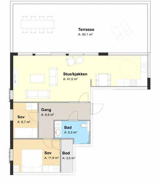 LEILIGHET NR 4-401 STR. BRA: 79,3 KJØPESUM: 4.350.00,- I fjerde etasje finner vi en flott leilighet på 79,3 kvadratmeter.