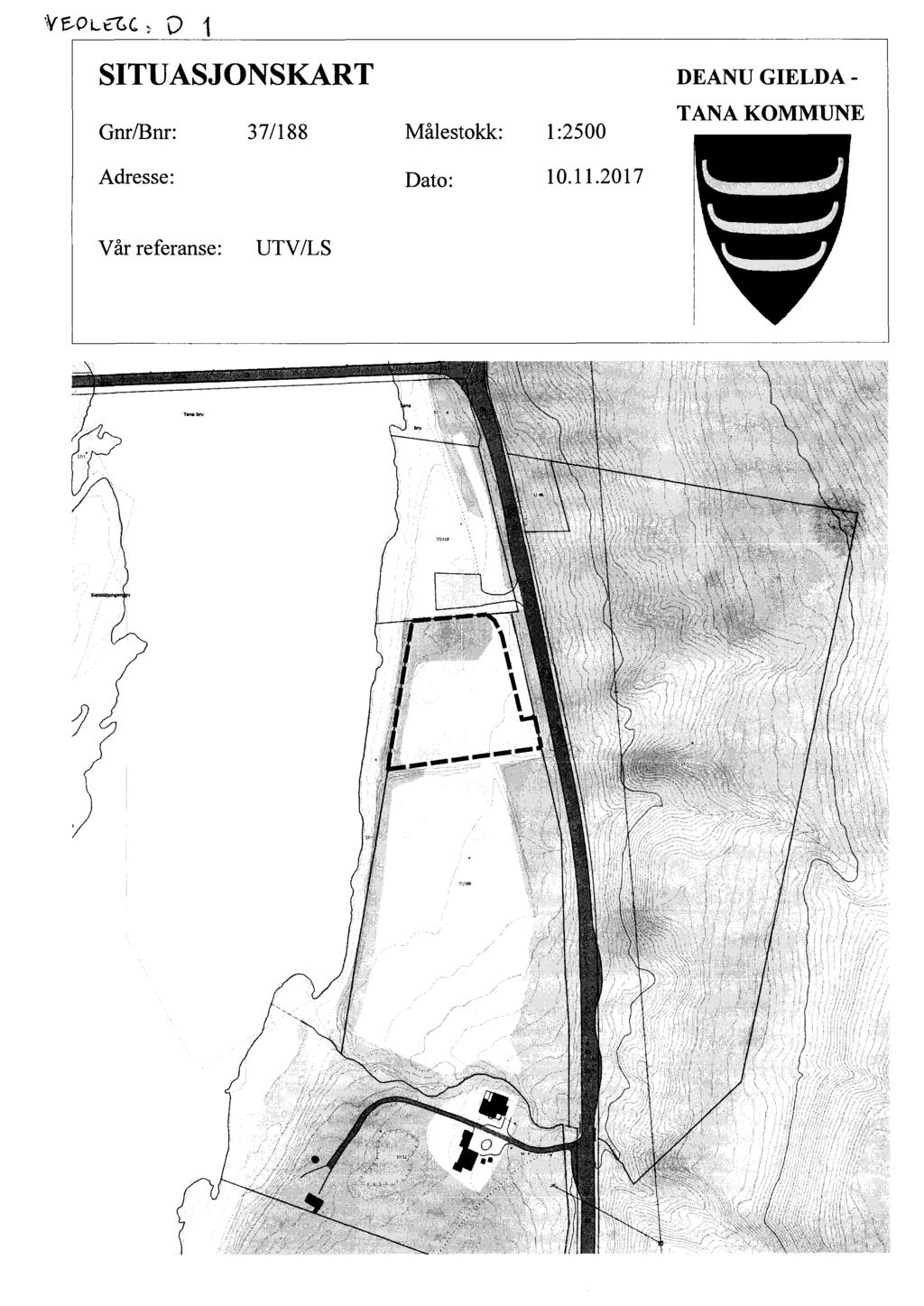 SITUASJONSKART DEANU GIELDA - Gnr/Bnr: 37/188 Målestokk: 1:2500