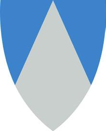 kommune og våpenets høyrekant. Logoen skal stå alene og ikke være kortere enn 2,5 cm. Illustrasjon 1 2.