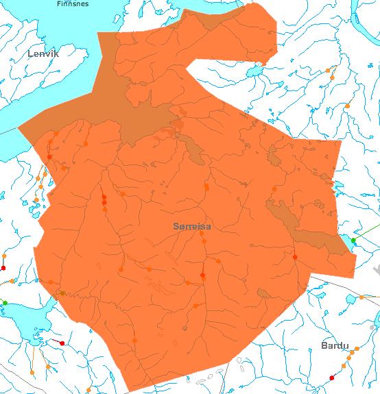 F. KART OVER SØRREISA KOMMUNE Figur