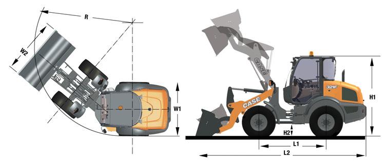 F-SERIE KOMPAKTE HJULLASTERE GENERELLE DIMENSJONER 10 21F 121F 221F 321F H1 2,46 m 2,46 m 2,63 m 2,68 m H2 45 cm 45 cm 44 cm 49 cm W1 1,74 m 1,74 m 1,80 m 1,86 m W2 1,90 m 2,05 m 2,05 m 2,10 m L1