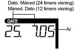 VALG AV TIDSFORMAT (12/24T): blinker 1. Etter å ha bekreftet DCF mottak blinker 12h eller 24h i displayet. 2. Bruk CH/+ knappen til å velge ønsket tidsformat 3.