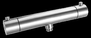 Steel Pleasure 1 Termostatbatteri i rustfritt stål som kompenserer for temperatur- og trykkvariasjoner for å få en konstant og behagelig temperatur samt en jevn vannstrøm.