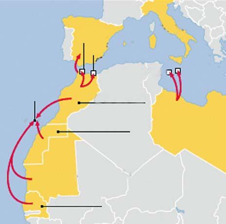 200 mennesker som kom til Spania som ulovlige innvandrere via den farlige reisen fra nord og vest- Afrika ofte i små og dårlige båter.