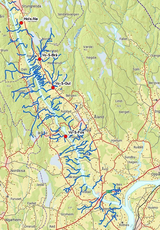 VF Tilløpsbekker Vorma sør Sundet (002-1581-R) Tilløpsbekker Vorma sør Sundet ble i 2017 overvåket i tre vannlokaliteter i utvalgte sidebekker. Lokalitetene var 002-79010, 002-58997 og 002-58996.