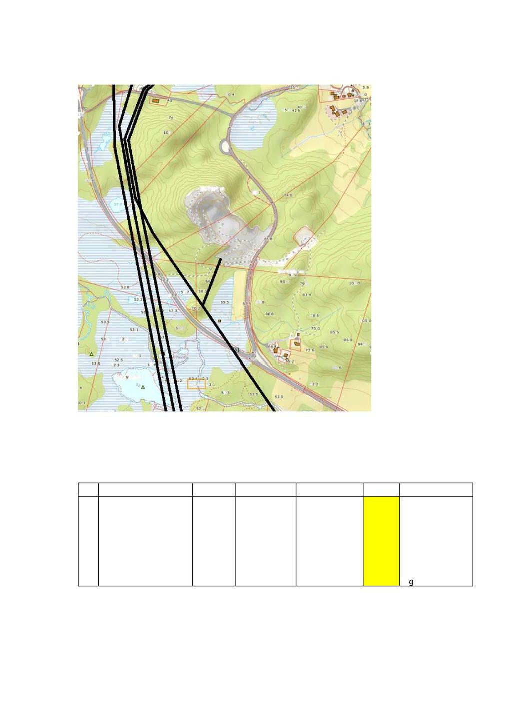 RISIKO- OG SÅRBARHETSANALYSE 17 (19) Kraftlinjer/-kabler i området er markert som svarte, rette linjer. 1.3.