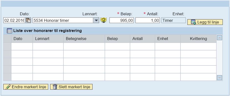 Velg den datoen du har hatt oppdrag. Dersom det dreier seg om flere datoer på samme oppdrag oppgir du en av datoene.