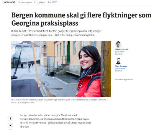 Hvordan jobber etaten med satsingsområder for 2018 forts. Flere i arbeids- og språkpraksis i kommunen, jf. oppslag på nrk.