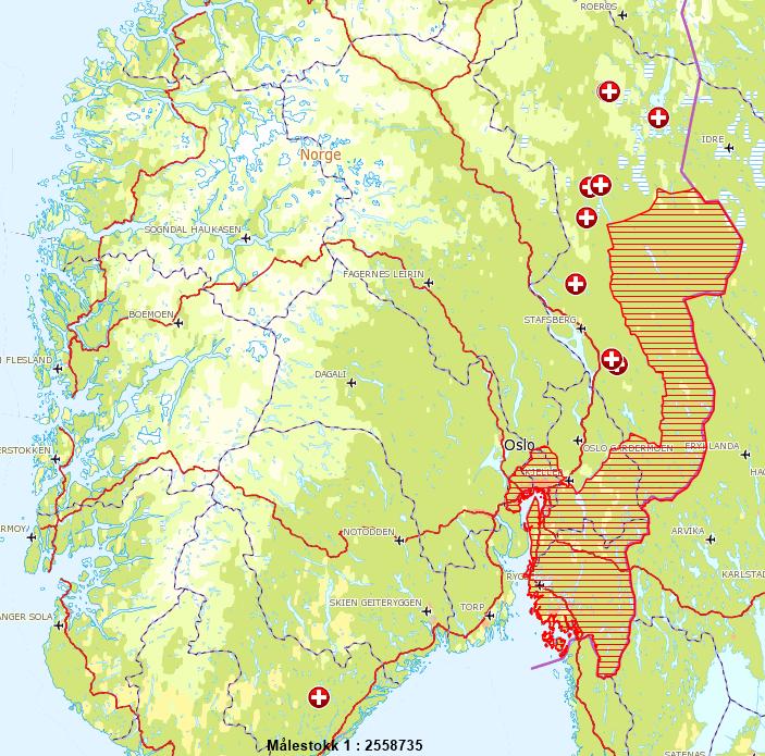 Registrerte familiegrupper (sirkel) og revirmarkerende par (trekant) i Skandinavia under registreringsperioden vinteren 2016-2017.