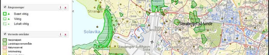 Figur 5-3. Oversiktskart over viktige naturtyper og vernede områder i marint og terrestrisk miljø. Samt forekomst av truede arter på rødlista (2010). Kilde: http://www.miljostatus.no/kart/. 5.2 Historisk bruk av brannskum, brannøvingsfelt, andre PFASlokaliteter 5.