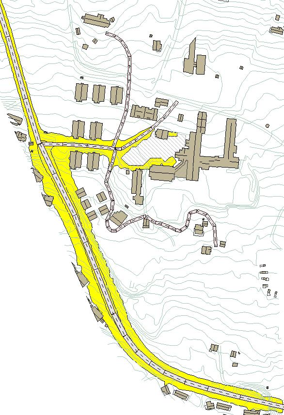 Figur 3: Beregning av vegtrafikkstøy (L den) i henhold til T-1442 for dagens