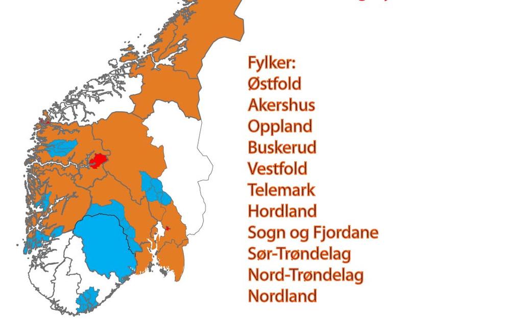 Metodene ble anvendt i 20 regioner utenfor Telemark, deriblant 11 av 19