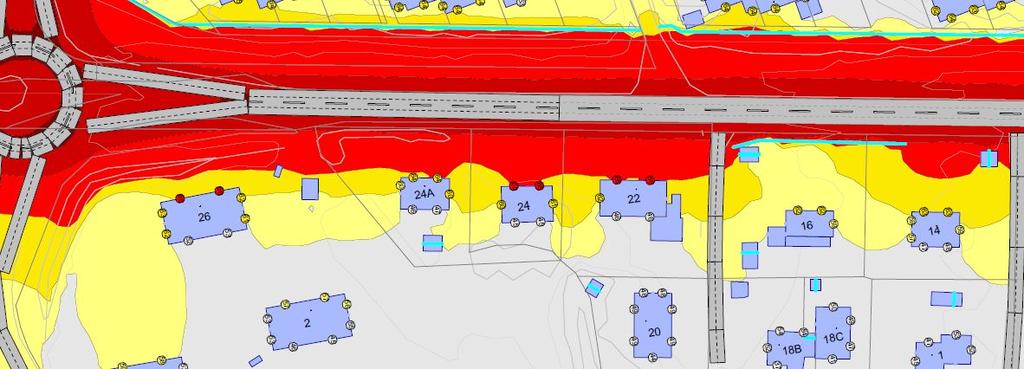 Støyskjerm i Bromstadvegen Støynivået fra veitrafikk på utearealene for boligene langs