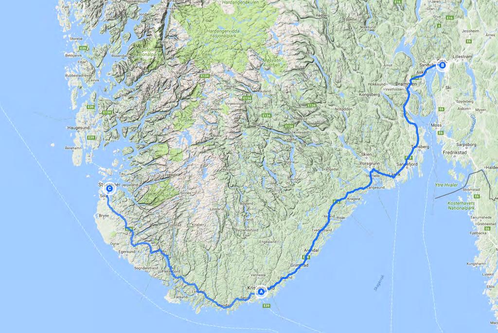 Utvidet regionbegrep Viktigste bo- og arbeidsmarked mellom Stavanger- og Osloregionen Tett integrert: pendling, infrastruktur