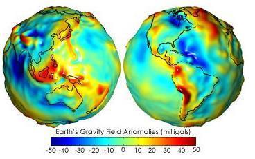 Geoiden: Forskjeller i Jordens tyngdefelt Havflaten følger imidlertid ikke en