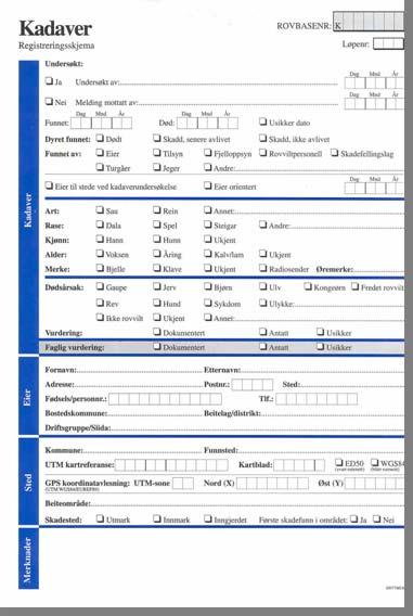 Kadaverskjemaer blir fylt ut