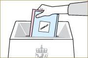 Det skal ikke brukes konvolutt eller annet omslag rundt stemmesedlene. 4. Gå til en valgfunksjonær og få et stempel på utsiden av stemmesedlene.