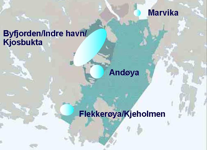 Figur 6. Stasjoner for innsamling av fisk i 2006. Merk at kartgrunnlaget som er benyttet er fra siste vurdering av kostholdsråd (se Økland 2005).