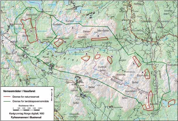 Vernet av Vassfaret og Vidalen Verneområdene i Vassfaret og Vidalen består av to landskapsvernområder; 1. Indre Vassfaret og 2. Vassfaret/Vidalen og ni naturreservater; 3. Bukollen, 4. Gomatdalen, 5.