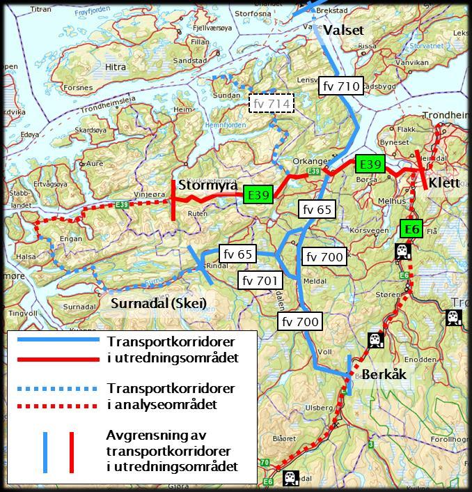 Bergsøya - Klett E39 Stormyra - Klett Konseptvalgutredning Bestilling til VD Også fylkesveger