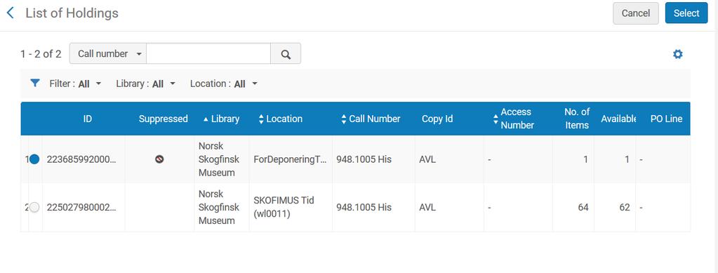 Velg Actions Change Holdings (Se nedenfor): I neste skjerm merker du av for den