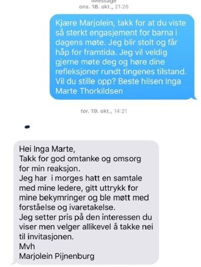 Kommuneadvokaten Side 2 bestemmelsene. I en sms til rektor på Voksentoppen skole oppfordrer byråden rektor til å omgå bestemmelsene og foreslår en fremgangsmåte i strid med disse bestemmelsene.