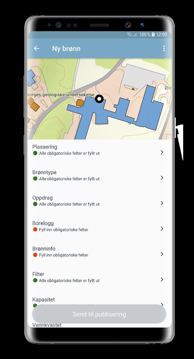 telefonens GPS. Brønnreg-appen fungerer selv om du ikke har mobilnett.