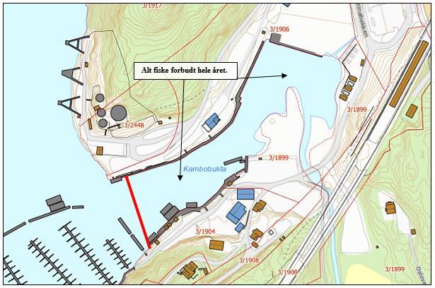 18 Fig. 16. Kart over fredningssone ved utløpet av Kambobekken i Moss kommune. 24. Merking av fredningssoner Grensen for fredningssonene avmerkes med bolter, rør eller skilt. Kap. 4.