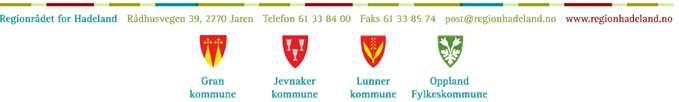 MØTEPROTOKOLL Regionrådet Dato: 14.6. 2013 Tid: 9.00-13.30 Sted: Forfall: Gran rådhus, 2770 Jaren Frank Morten Nerby, Jevnaker kommune Harald Tyrdal, Lunner kommune Ivar Odnes, Oppland f.