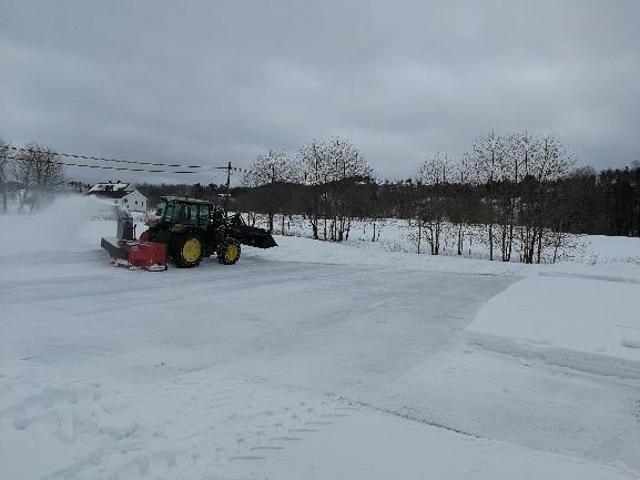 I uka fra 15 til 22.mars ble greenene frest for snø (Bilde 3) og det ble drysset ut mørk sand for å smelte isen.