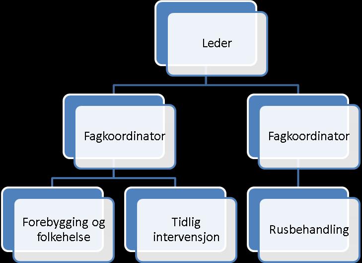 ORGANISERING OG OVERSIKT OVER ANSATTE Virksomhetsleder Henning Pedersen og to fagkoordinatorer utgjør senterets ledergruppe.